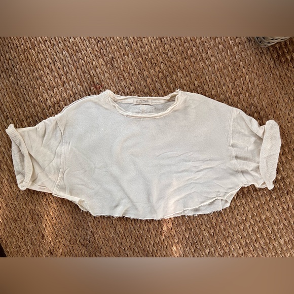 Free People cropped cut off thermal in cream, size small - Picture 1 of 4